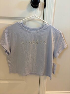 Athleta Lavender Short Sleeve Logo Tee